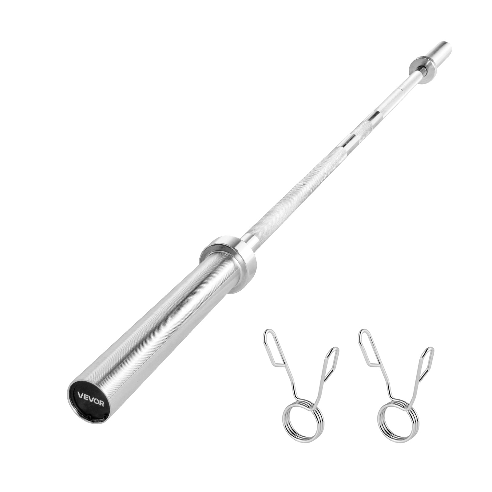 Image of Vevor 6ft Barbell Bar, Fits 2-inch Weight Plates, Chrome Plated Barbell Bar With Knurled Grip For Strength Training, Weightlifting, Squat, Deadlift, Bench Press, , Overhead Press, 500lbs Capacity