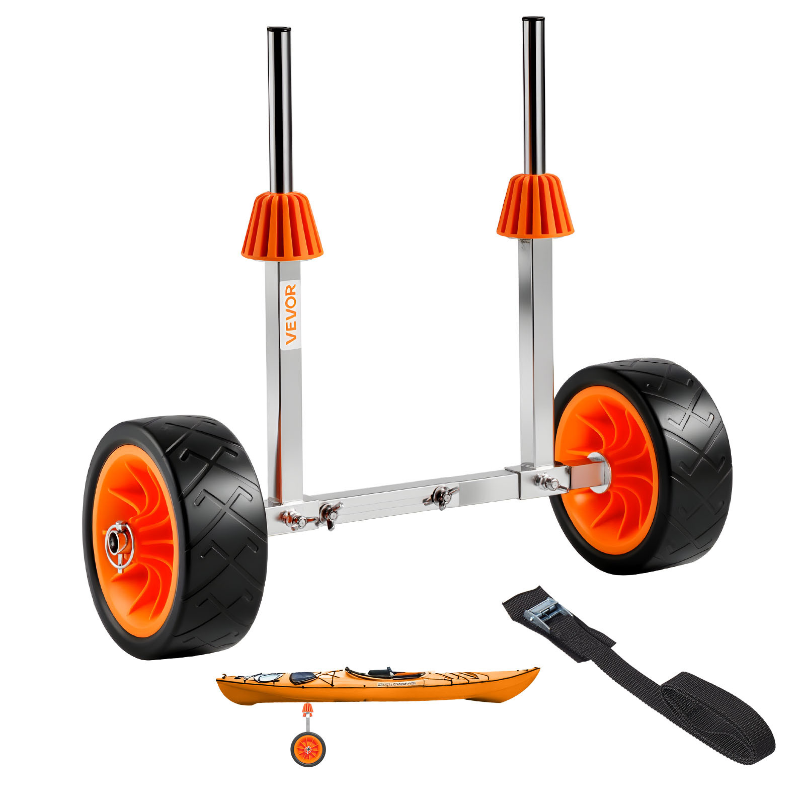 Vevor Kayak Cart, 113.4 Kg Load Capacity, Canoe Cart Dolly With 19.1 Cm Solid Rubber Tires & Kickstand, Assembles & Disassembles Seconds, Paddle Board Trolley For Kayaks, , Paddleboards