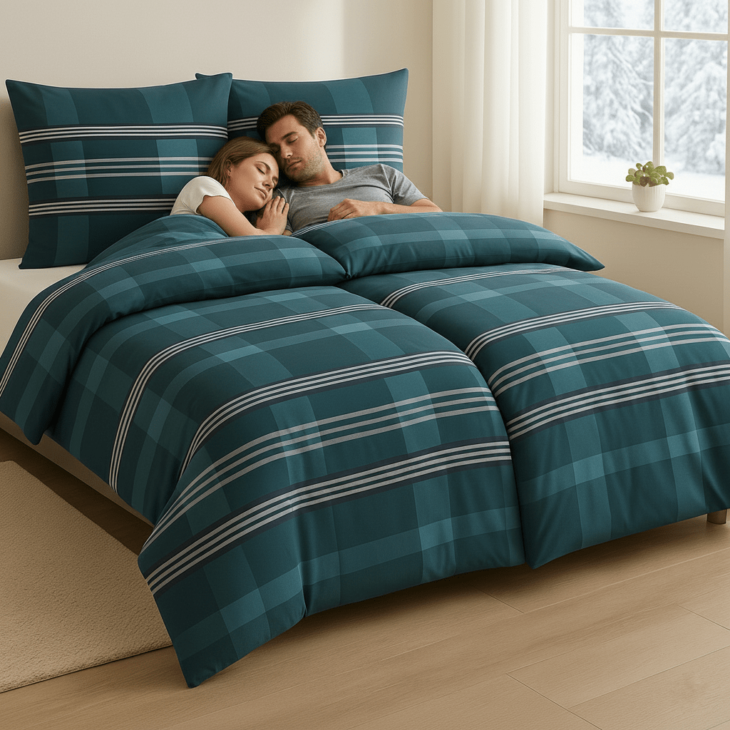 Image of 4-partbiber 2x Bed Linen 135x200 X 2x Pillowcase 80x80, Extra Fluffy Soft Warm Bed Cover, Fluffy Winter Duvet, Cozy Bed Linen