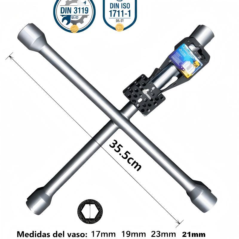 TEMU Plegable 4 en 1 Nueva, Herramienta Manual sin Electricidad para Tamaños de 17mm/19mm/21mm/23mm, Diseño Portátil con de 35cm, de Acero Resistente