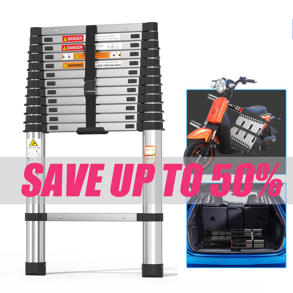TEMU 3.8m Telescopic Ladder Extension Ladder Telescoping Ladder Extendable Anti-slip Loft Ladder 12.5ft Collapsible Ladder Portable Folding Ladder