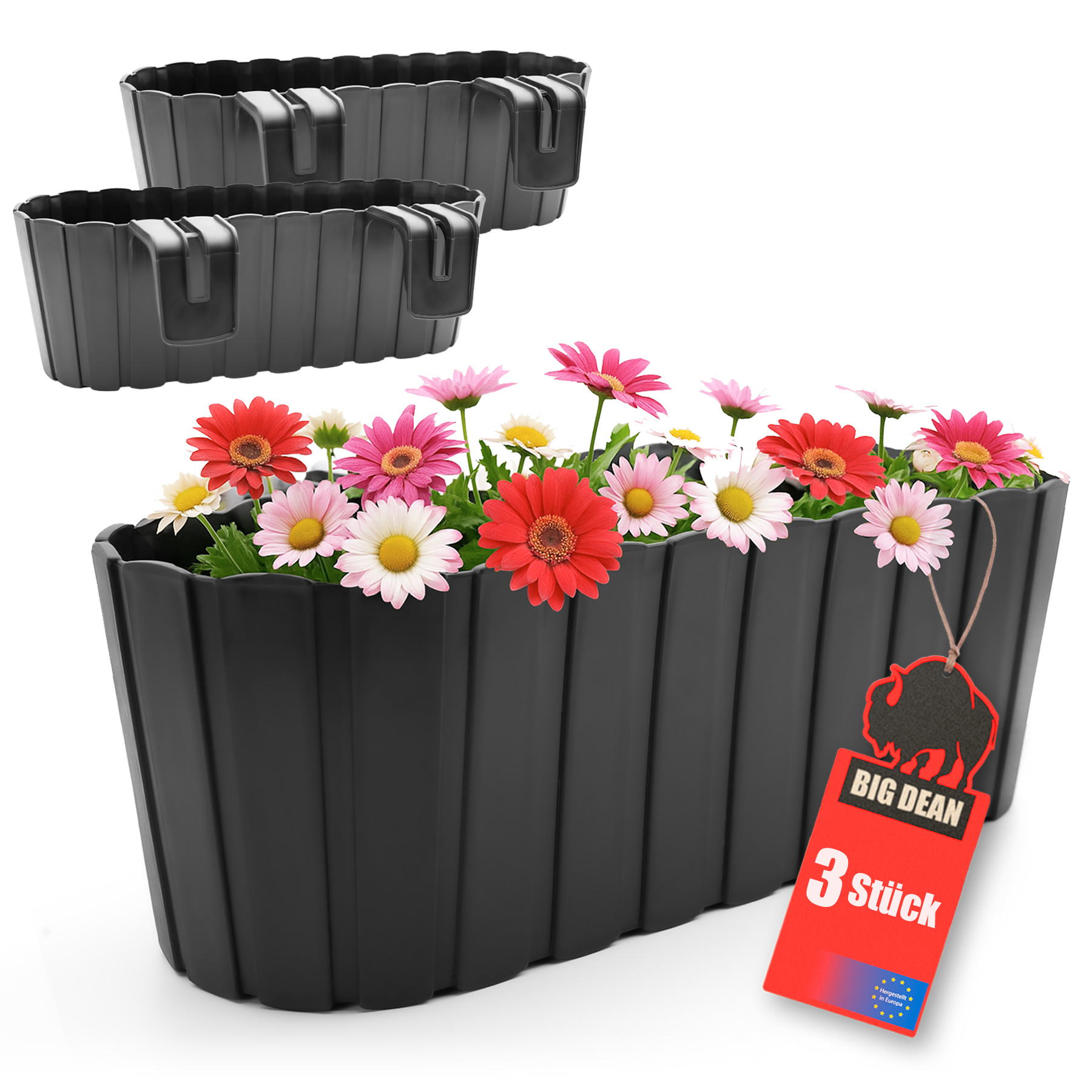 Image of Bigdean 3-piece Flower Box Balcony Railing Planters For Balcony Railings