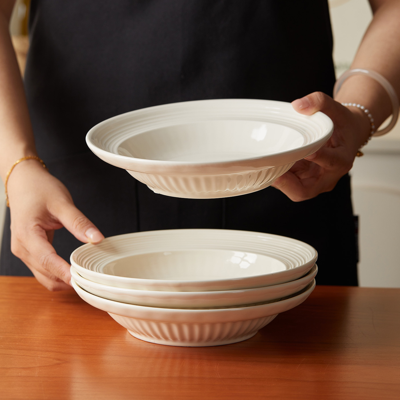 TEMU Set da 4 pezzi, 8 pollici (�20,3 cm), piatto principale, piatto per , piatto da portata, piatto profondo, piatto per pasta, piatto per insalata,