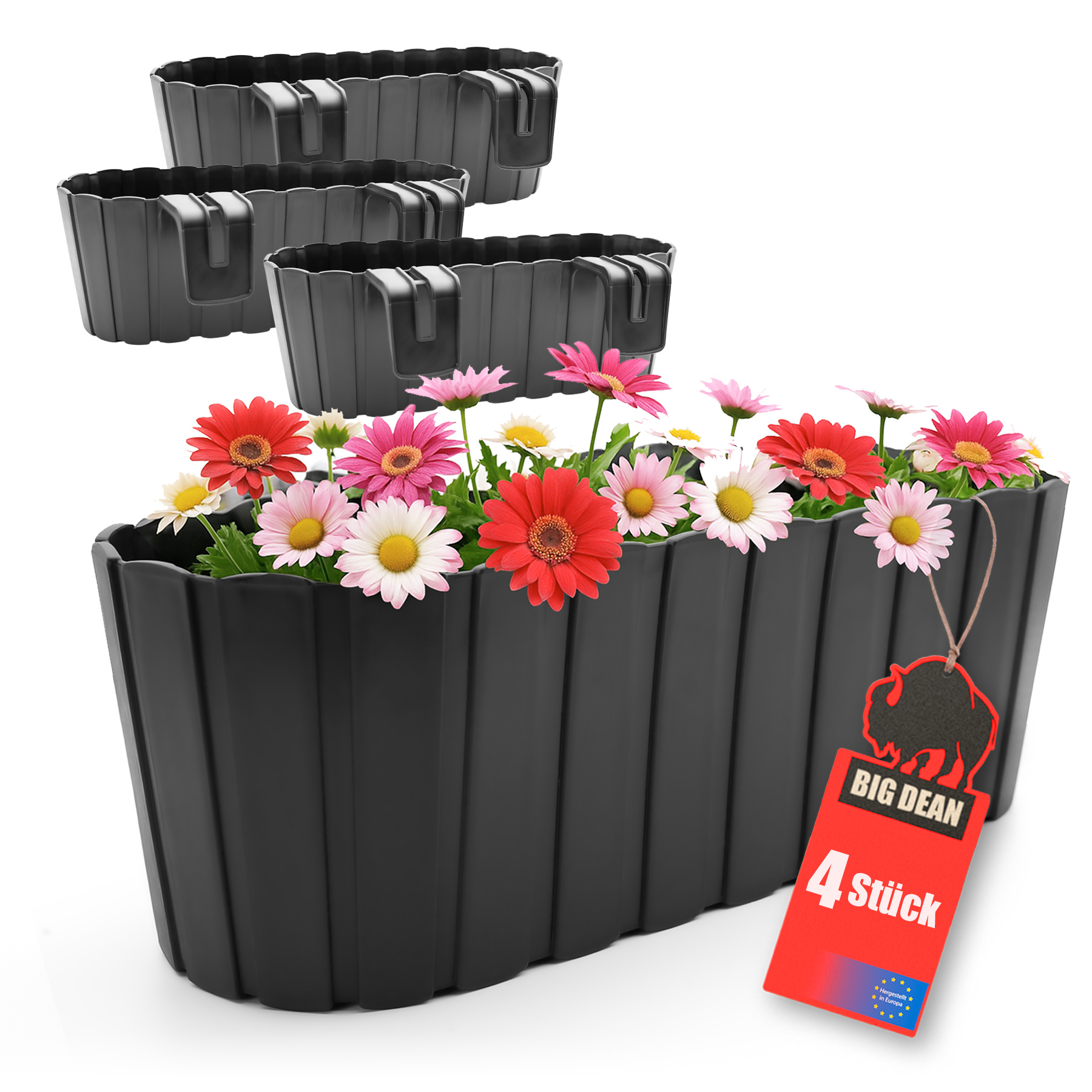 Image of Bigdean 4-piece Flower Box Balcony Railing Set, Balcony Flower Box Railing