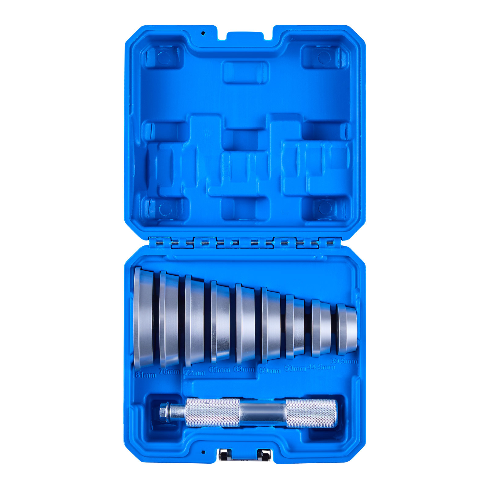 Image of Vevor Bearing Press Kit, 10pcs, Bearing Race And Seal Driver Set With 9 Bushings And Handle Shaft, Bushing Driver Tool Set, Heavy Duty Aluminum Alloy Removal Installation Tool Kit With Storage Case