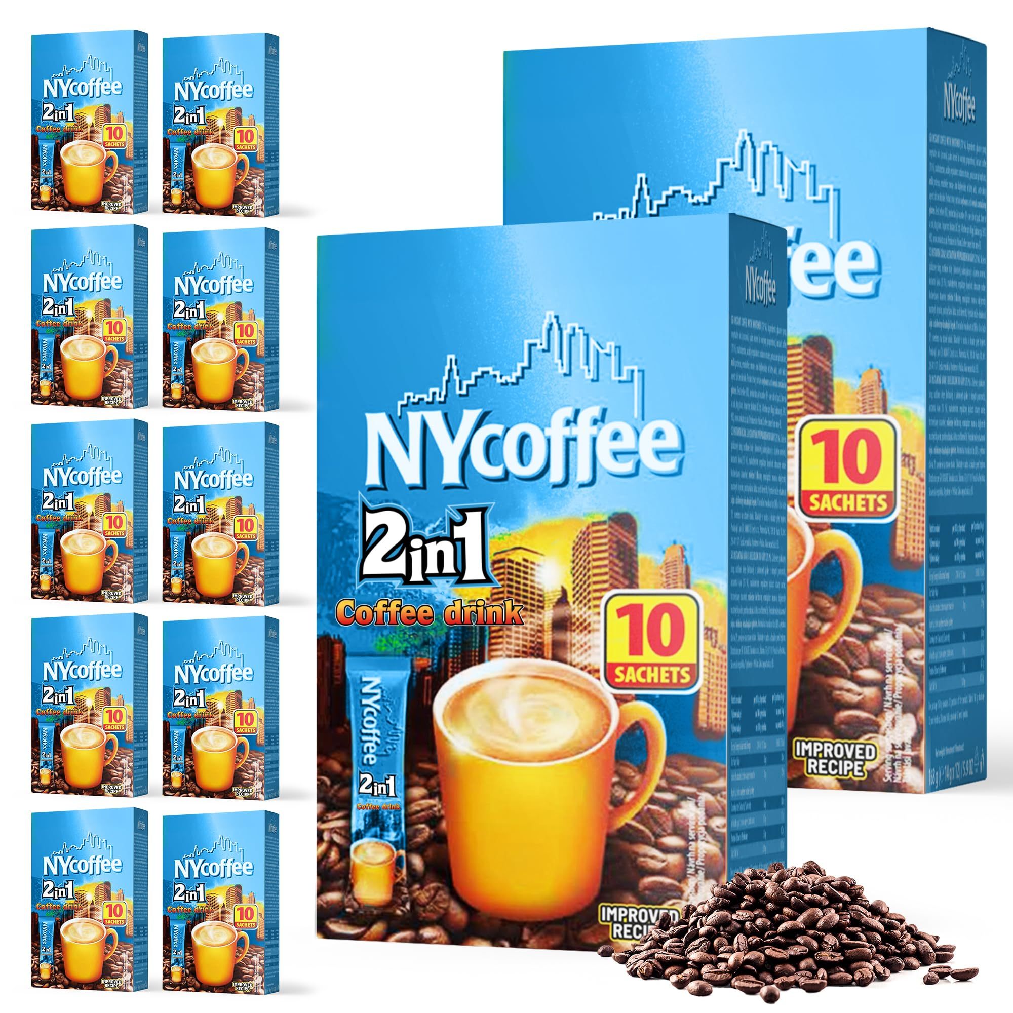TEMU 100 Pack Ny 2 In 1 Coffee Sachets | Instant White Coffee Sticks With Creamer | Bulk Case Pack Of 10 X 10 Individually Wrapped Sachets | Portable
