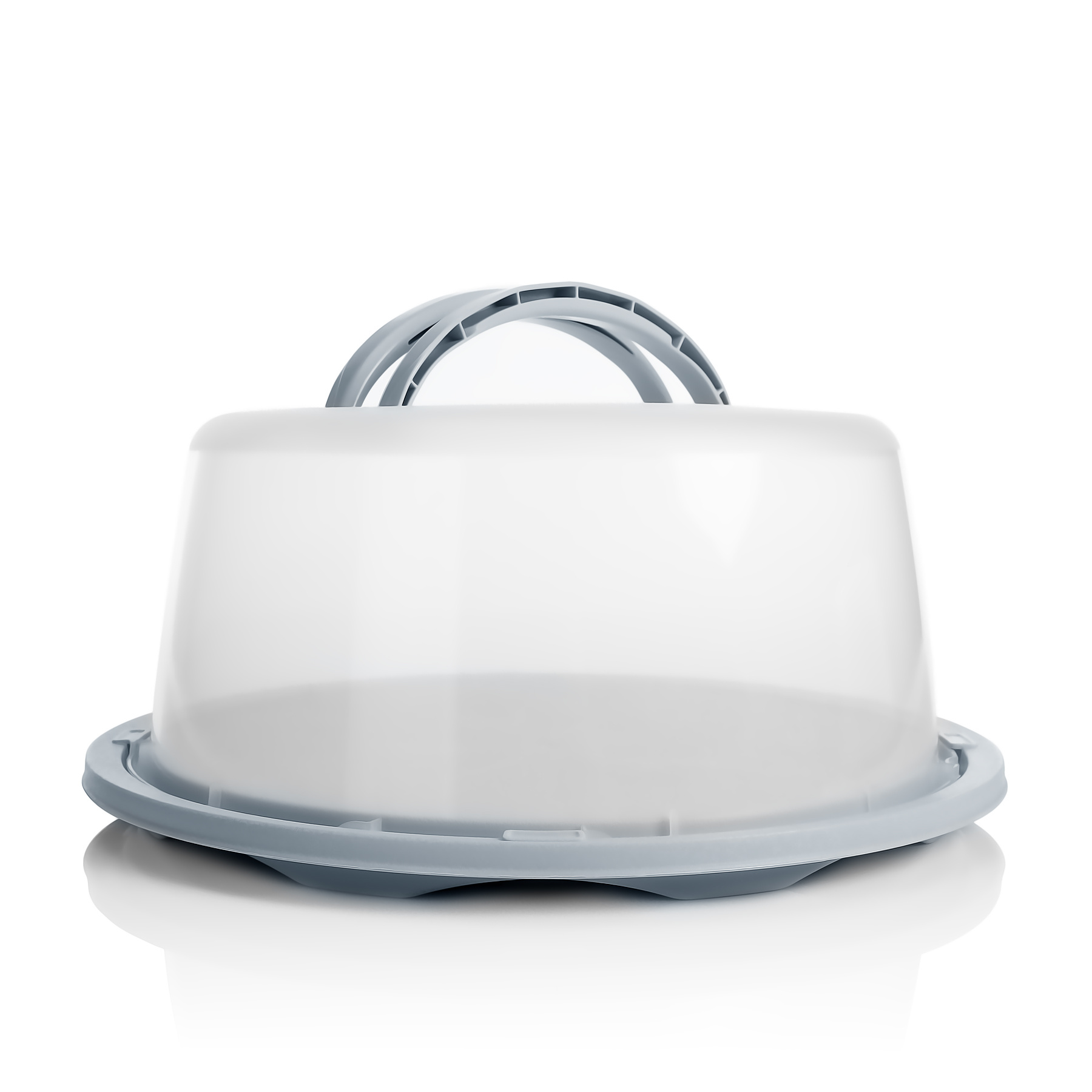 Image of Bigdean Round Cake Transport Box In Pastel Gray – Double Carry Handle For Secure Transport Of Cakes, Pastries & Muffins – Cake Dome With Snap Closure – Cake Container