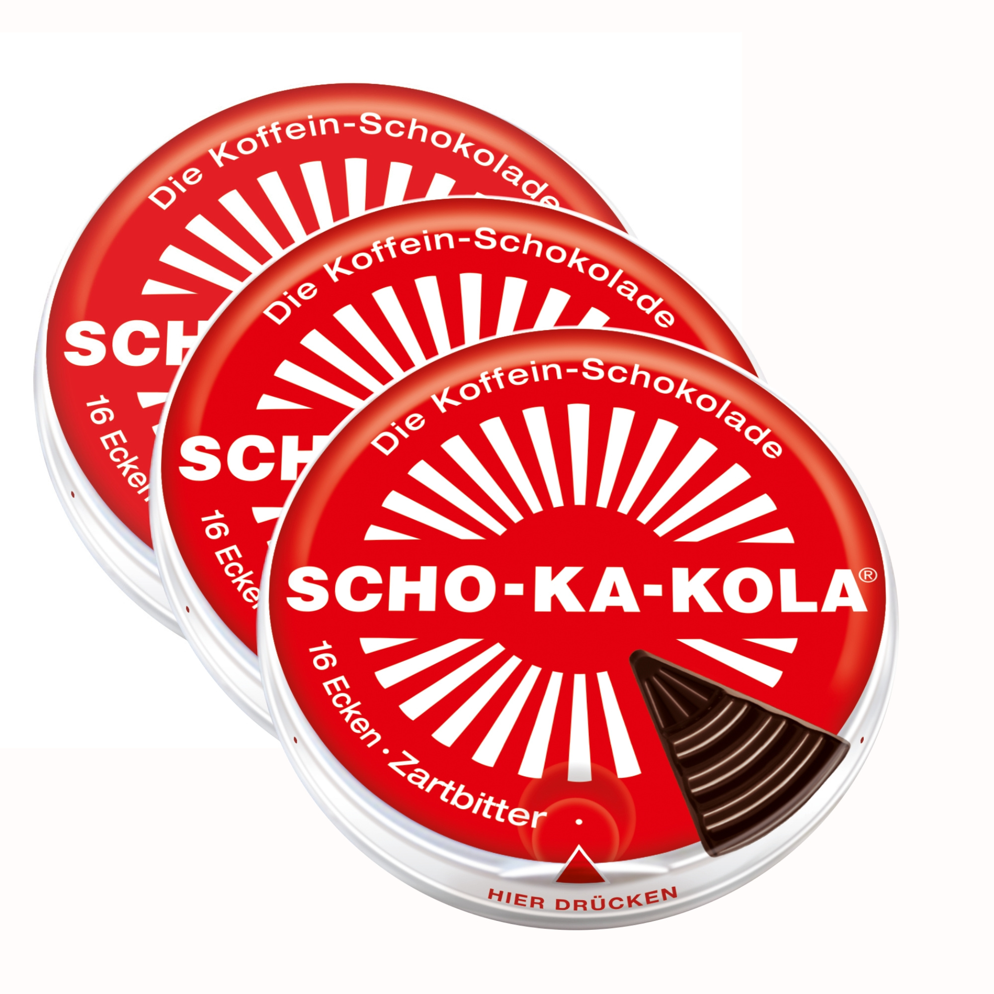 Image of Scho-ka-kola Dark Bitter 3 Cans | 3x100g | Total Content 300g | The Caffeine Chocolate | Finest Whole Milk Chocolate With Caffeine | Energy To Enjoy