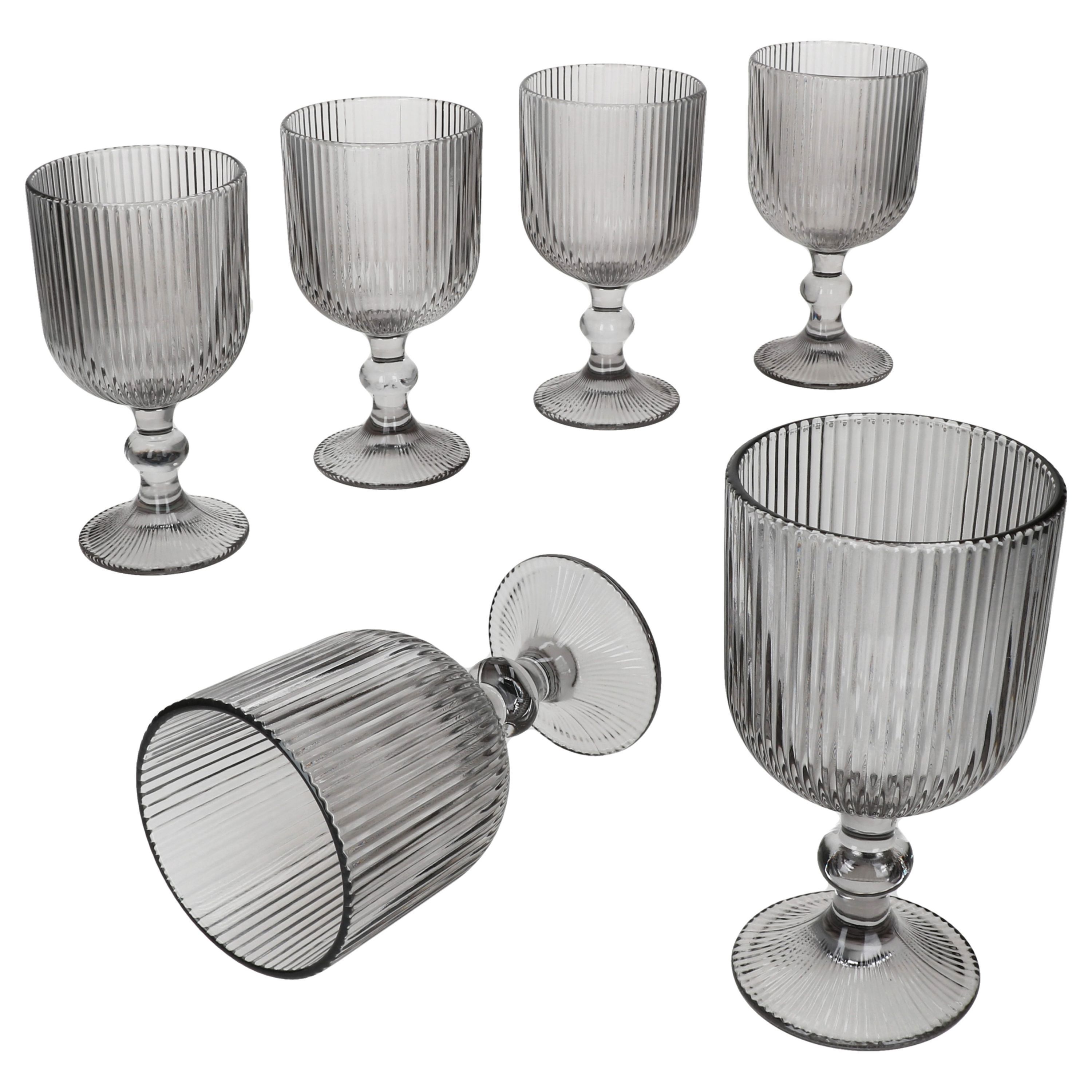 6pcs Set Red Wine Glasses Grey Made Of Glass – 37565