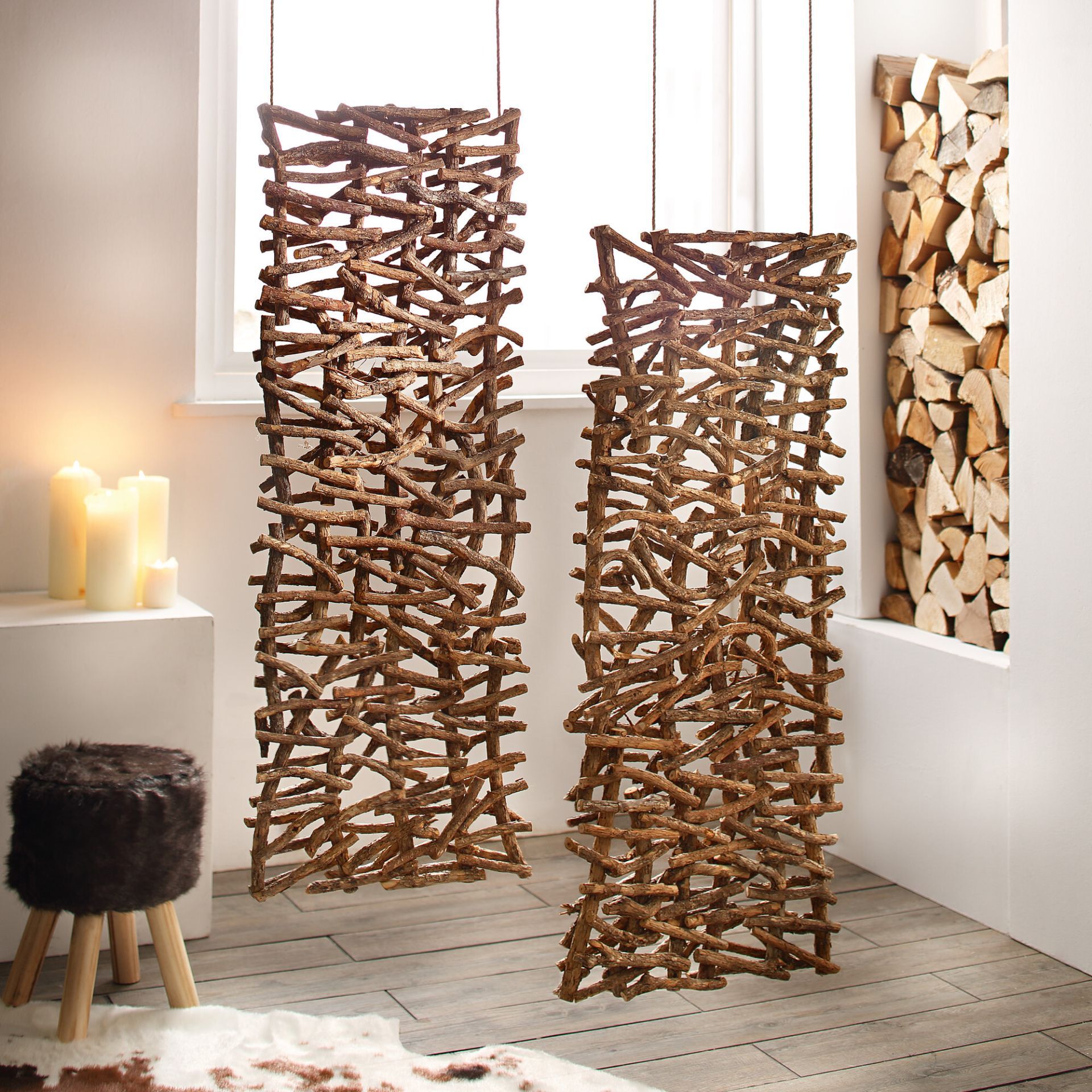 E-shop Deko-Objekt "Rustikal" aus Rattan & Holz, Raumteiler, Paravent