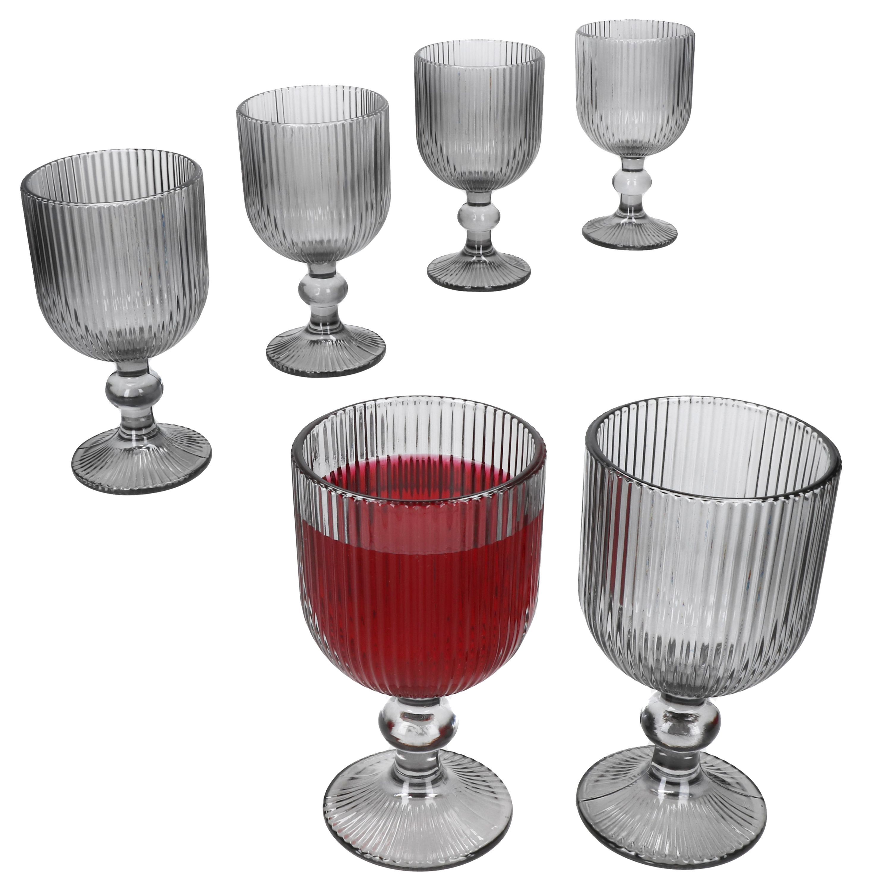 6pcs Set White Wine Glasses Gray Made Of Glass – 37564