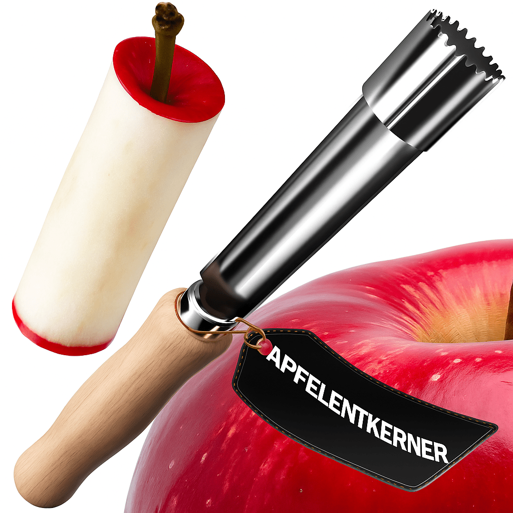 E-shop Home Apfelentkerner mit Holzgriff & Edelstahlklinge (Ø 1,5 cm, 8 cm) | Handlicher Apfelausstecher für Bratäpfel und Apfelkuchen | Hochwertiger