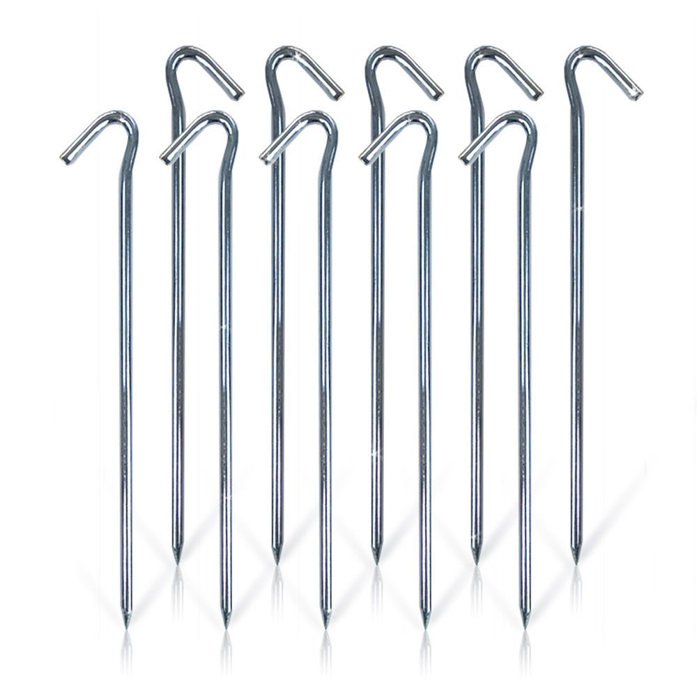 E-shop XL Stahl-Zelthaken Ø6 mm, 20er Set, extra , Rund-/V-Profil, Bodenanker für Zelt, Camping, Pavillon und Outdoor