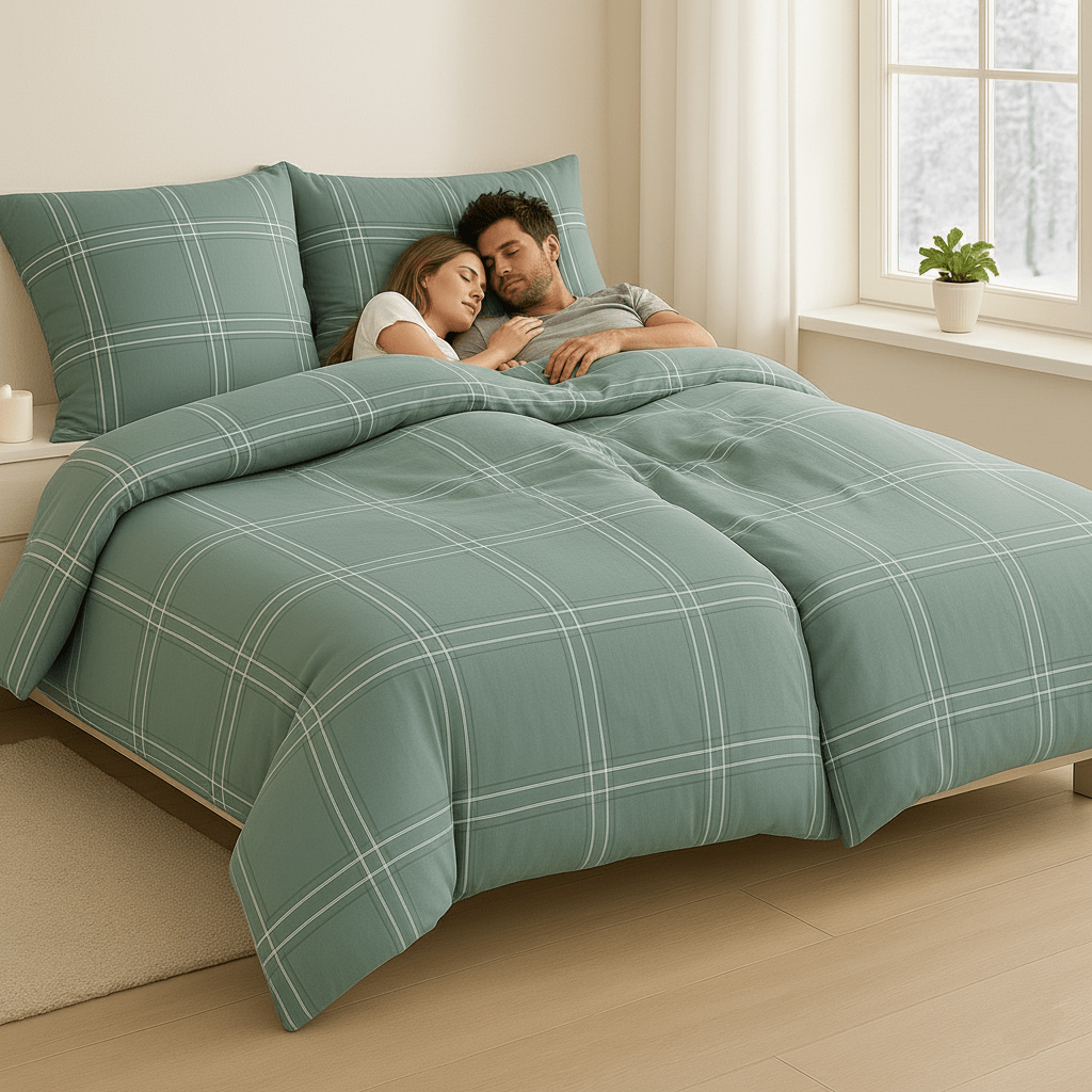 Image of 4-piece Cotton Flannel Bedding Set: 2x Bed Sheets 135x200 Cm & 2x Pillowcases 80x80 Cm, Extra Plush Soft Warm Duvet Cover, Cozy Winter Bedding, Bed Linens