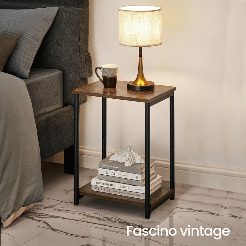 TEMU Comodino, tavolino da , tavolino laterale Dotato di vano portaoggetti, , struttura in acciaio per soggiorno, studio, camera da letto Stile