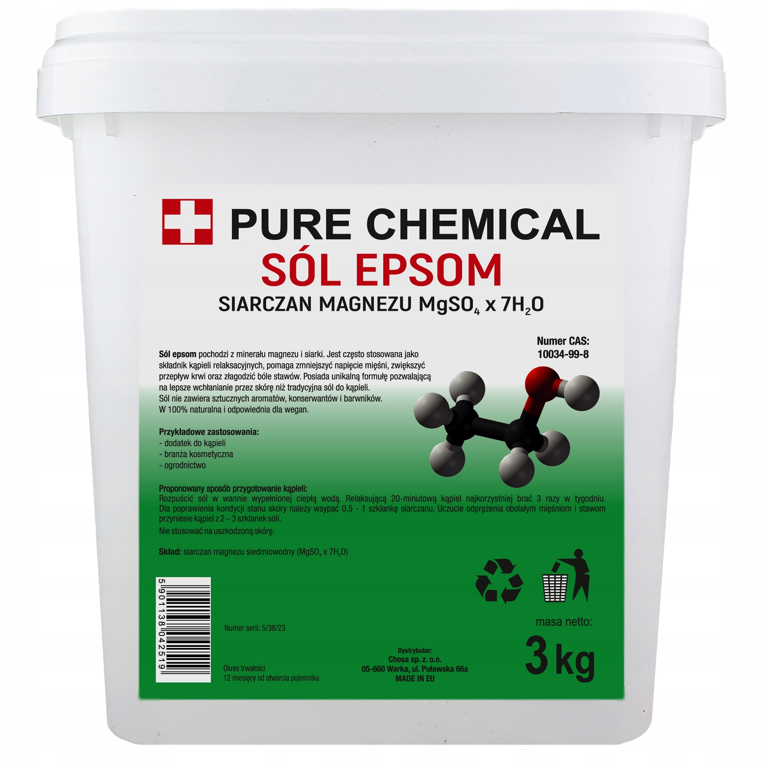 Image of Epsom Salt 3 Kg - Magnesium Sulfate
