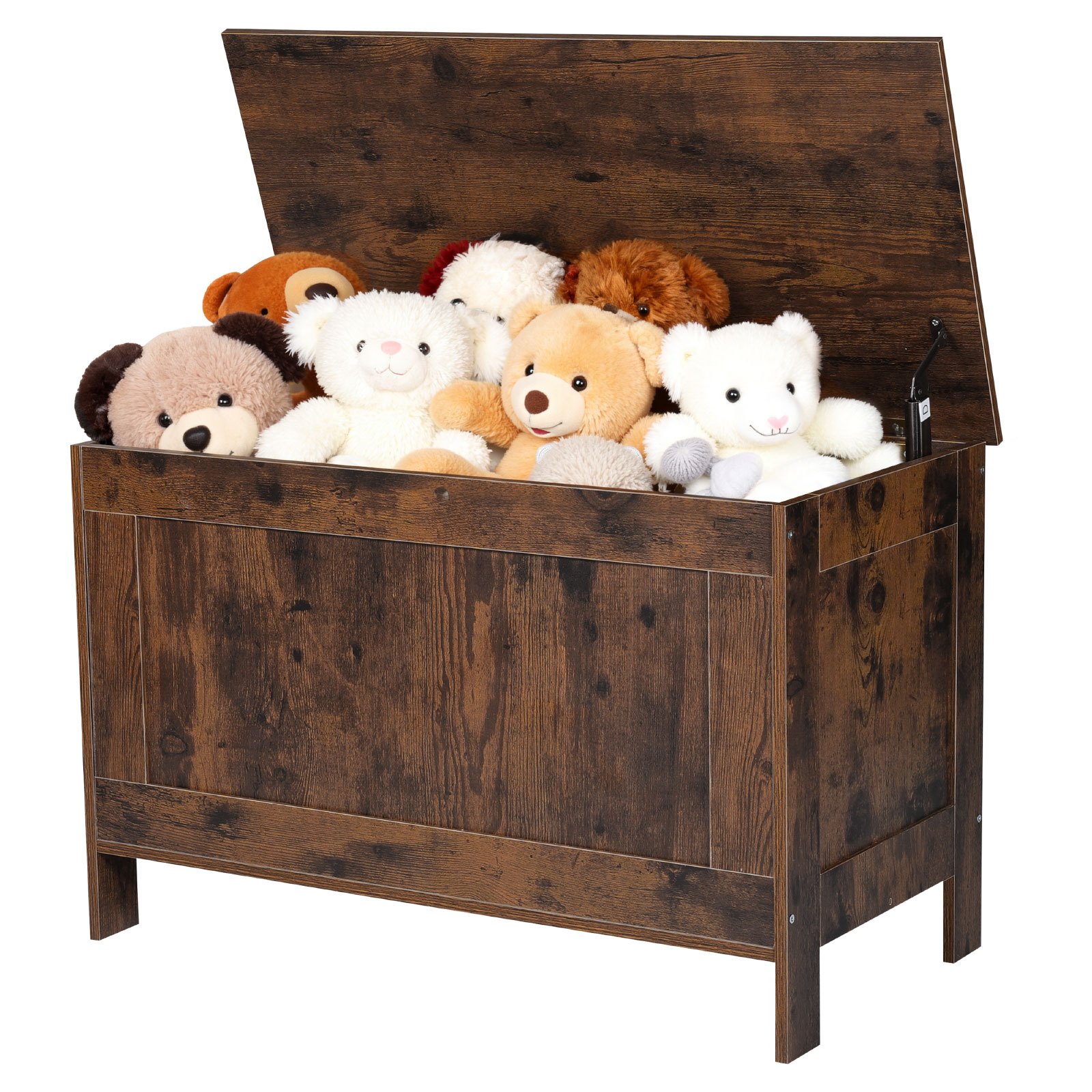 Image of Vevor Kids Storage Bench, Wooden Toy Box Chest, Large Storage Cabinet With Safety Hinge, Toddlers Retro Storage Bench For Playroom, Living Room Or Entryway, 754 X 389 X 480 Mm, Easy Assembly, Brown