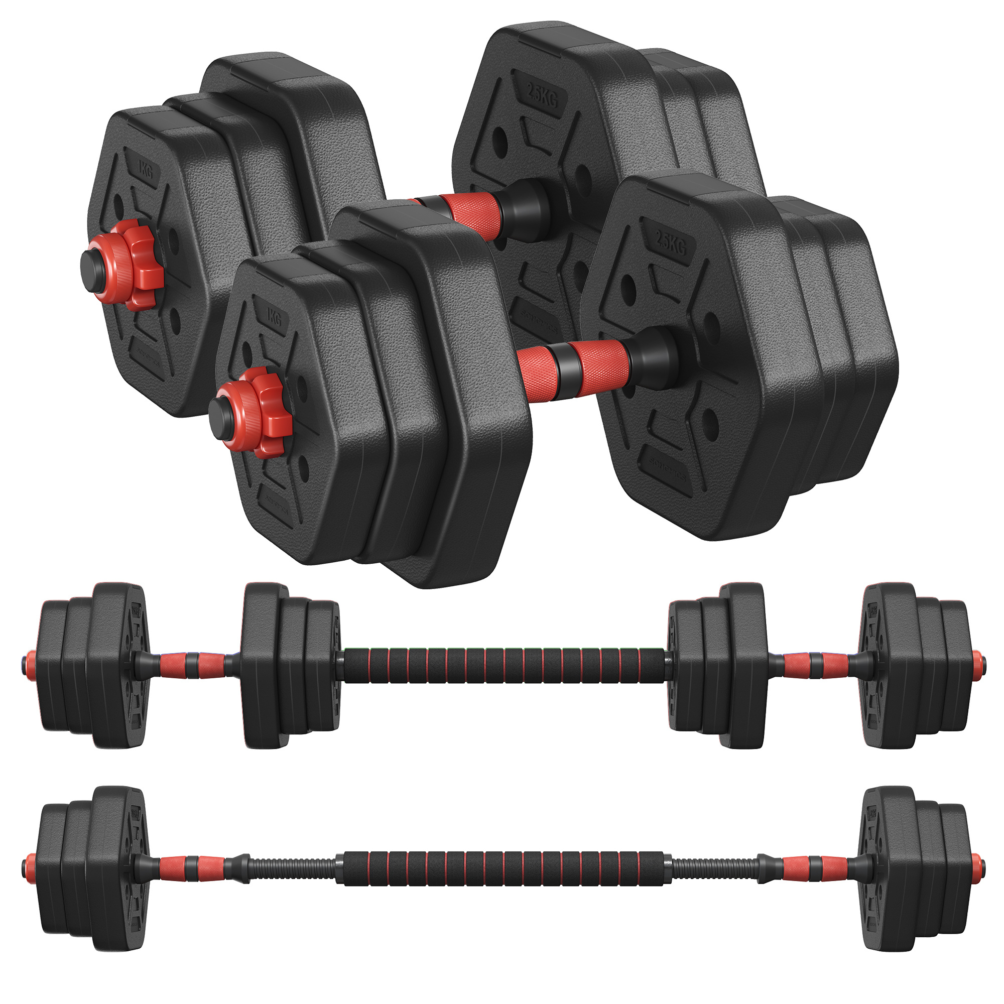 Image of Dumbbell Set, Dumbbells With Connecting Rod, Hexagon, Short Dumbbell Set, 10kg, 20kg, 30 Kg, 40kg, For Workout, Fitness Training, Weightlifting For Home