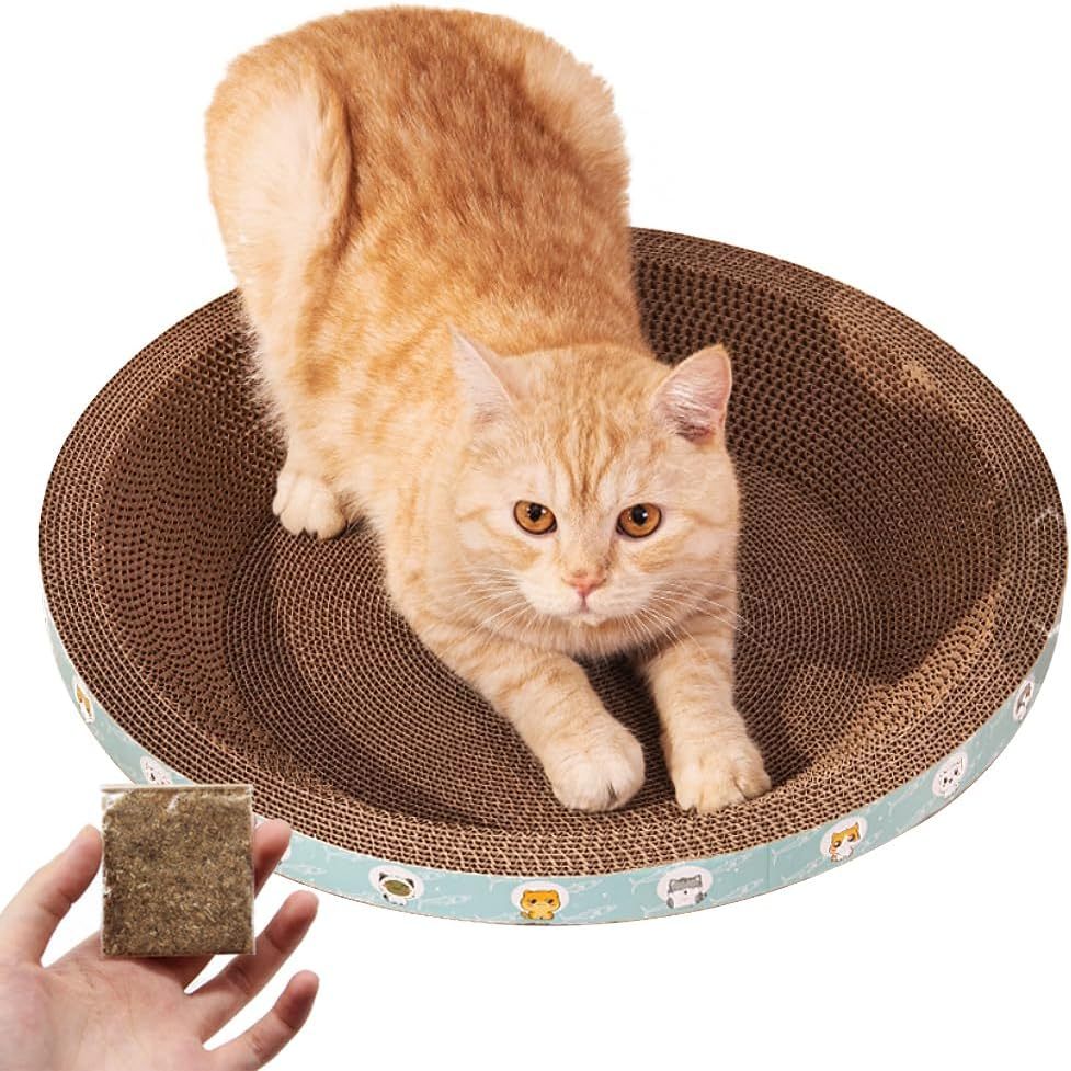 TEMU BPS Cama Rascador para Gatos de Cartón Corrugado con Diseño y Catnip Gratis – Cómoda, Resistente y Antidesgaste (1 Pcs)