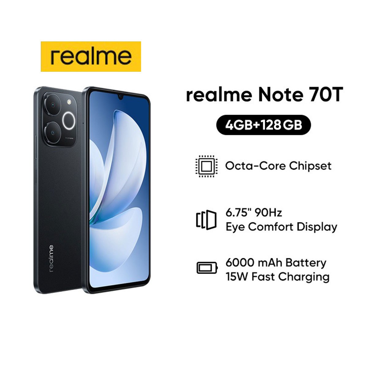 realme note 70t smartphone obsidian black /beach gold rmx5313