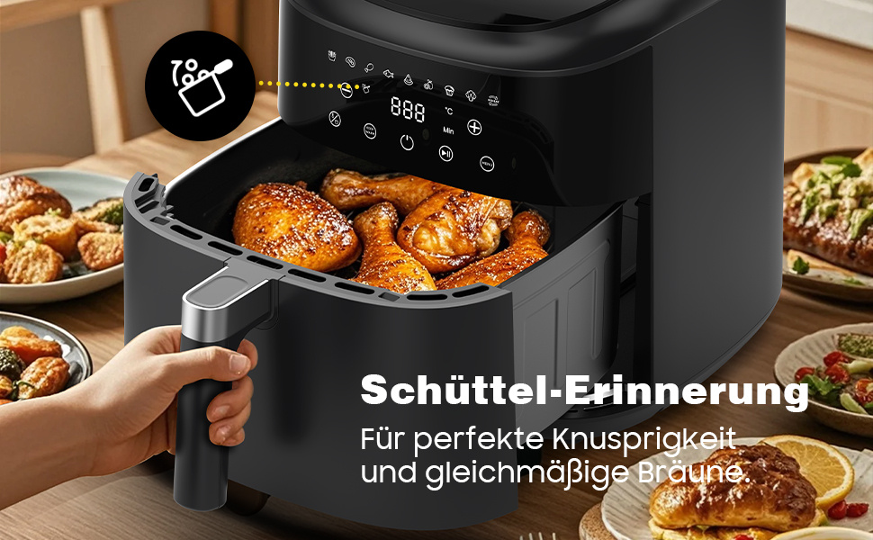 Hot Air Fryer 9L Airfryer XL - Olievrije Friteuse met Metalen Binnenkamer, Hot Air Friteuse, 9 Programma's, Digitaal LED Display