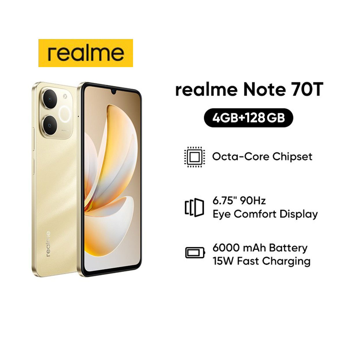 realme note 70t smartphone obsidian black /beach gold rmx5313