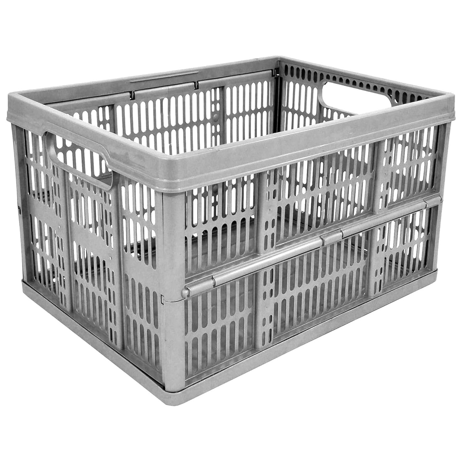 Foldable Stackable Grey 32 Litre Multipurpose Crates with Handle