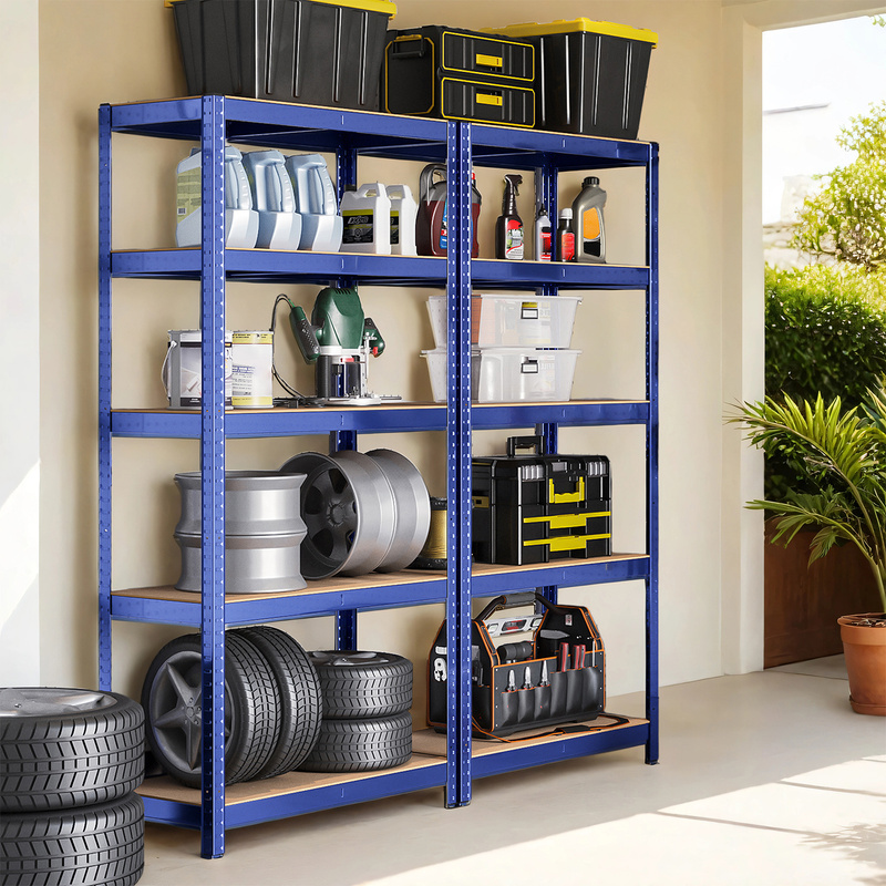 TEMU Scaffale per Carichi Pesanti, Scaffale da , Scaffale da , Struttura in Acciaio, 5 Ripiani Regolabili, Blu