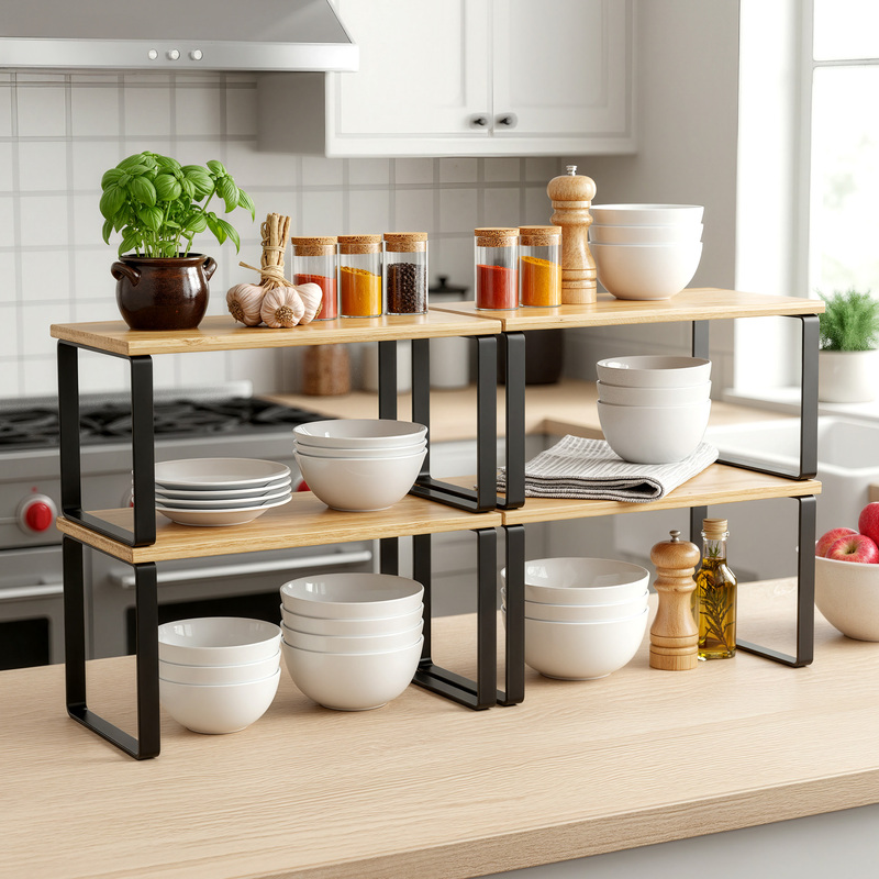 TEMU Portaspezie, Set , Organizer Per Armadi da Cucina Estensibile, Impilabile, Metallo