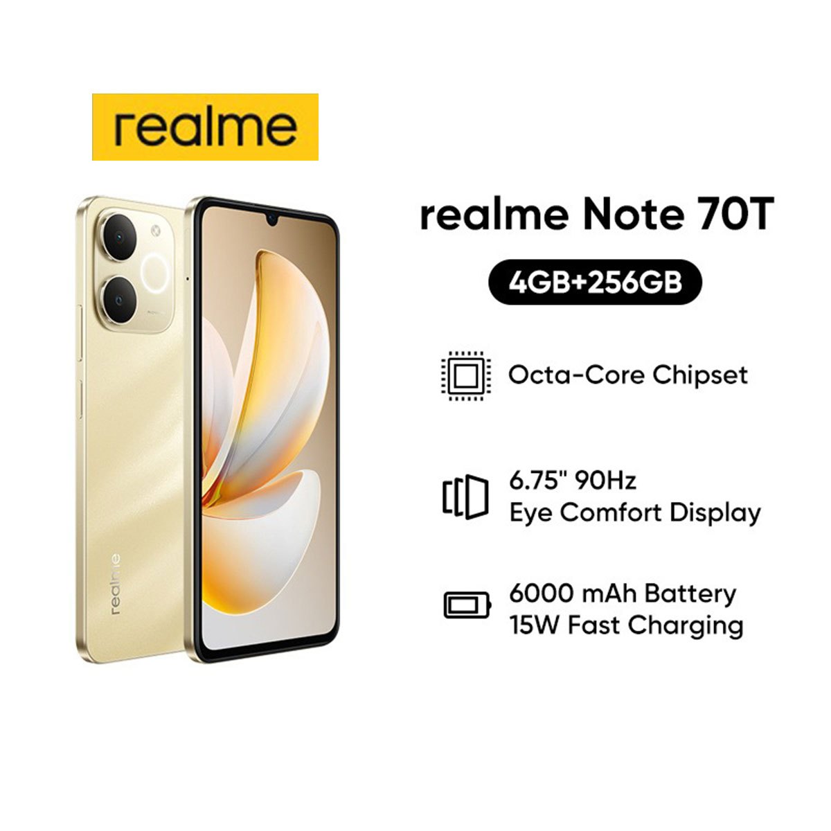 realme note 70t smartphone obsidian black /beach gold rmx5313
