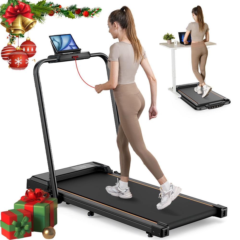 TEMU [ 2-in-1 Home Treadmill ] Foldable Slope Treadmill With Handrails, Design, Portable Office/home Treadmill, Of Supporting 120 , Silent Desktop