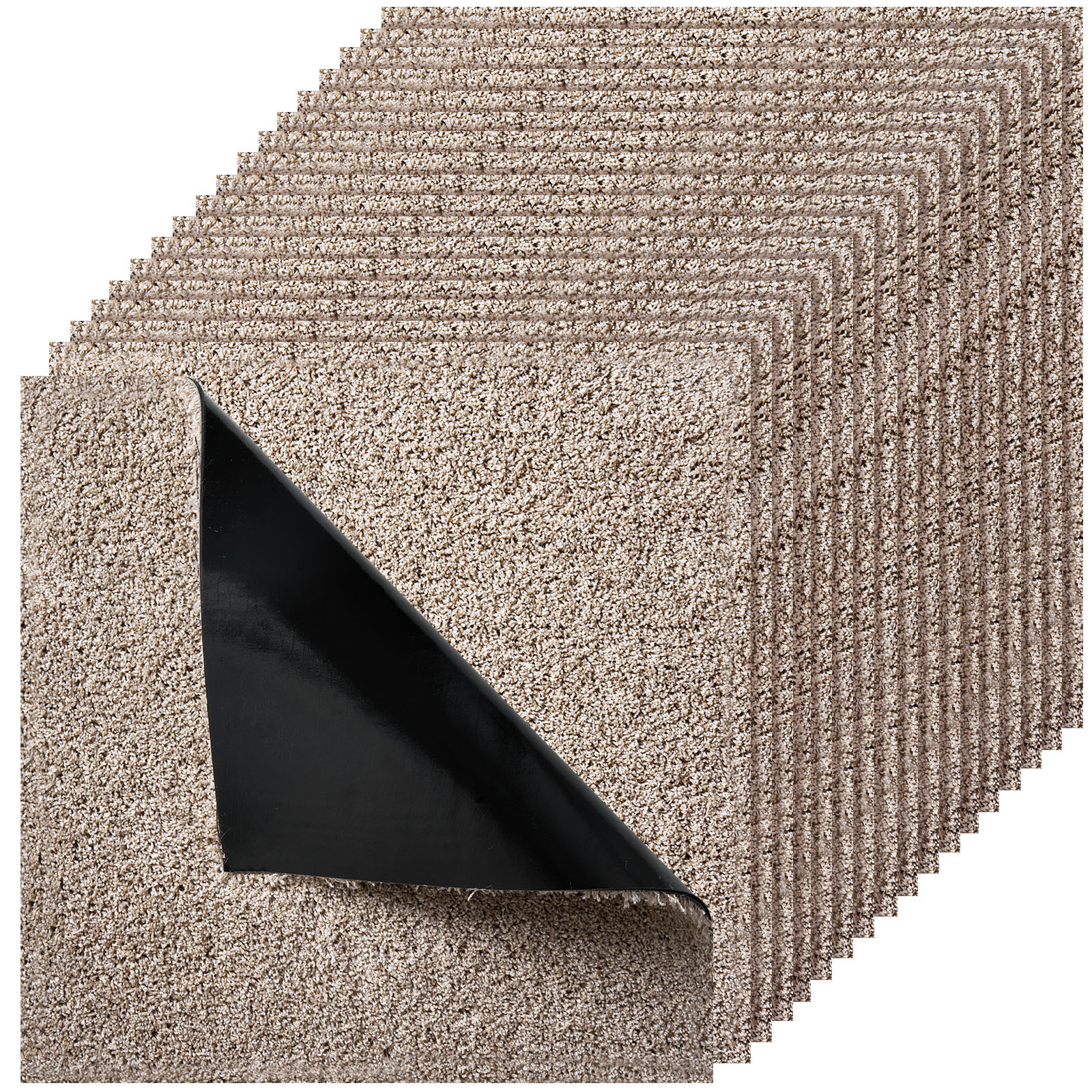 Image of Vevor Carpet Tiles 18x18 Inch, 10 Pack Carpet Square Rug Detachable & Damage-free, Self Adhesive Home Floor Soft Plush Padded For 22.5sq.ft Coverage, Easy Diy For Living Room & Bedroom, Light Brown