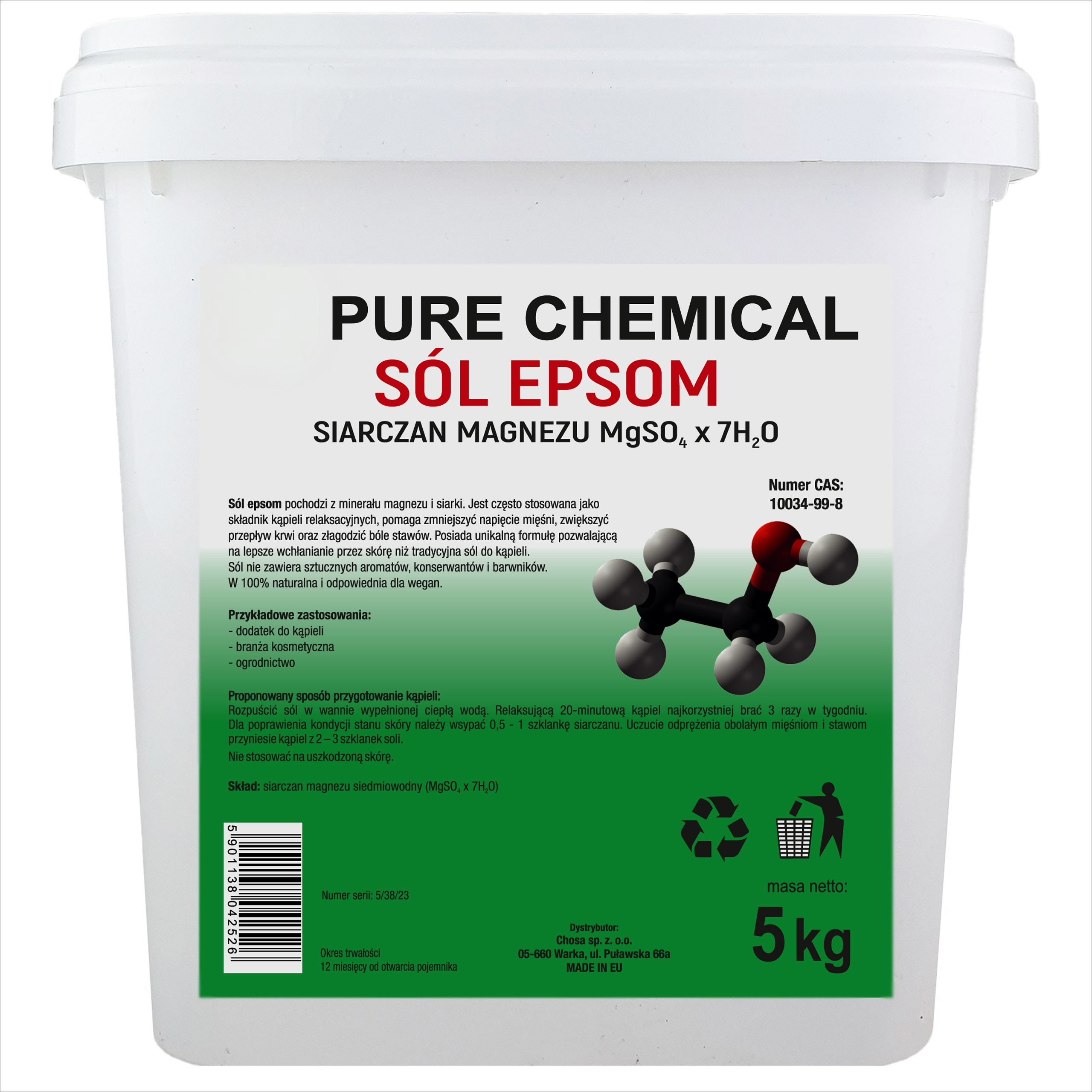 Epsom Salt 5 Kg – Natural Material, Impurities