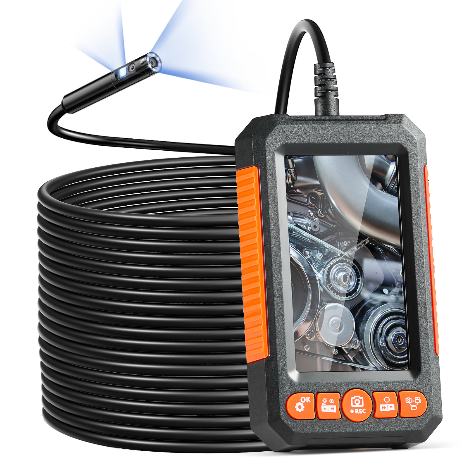 E-shop VEVOR Endoskopkamera mit Beleuchtung, Dual-Lens-Boreskop, 1499,6 cm Kabel, 10,9 cm Bildschirm