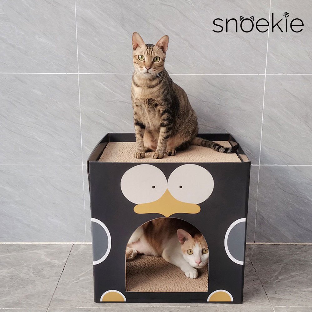 Snug Cube Cat Cave | Cat House | Cardboard Scratching Post (black)