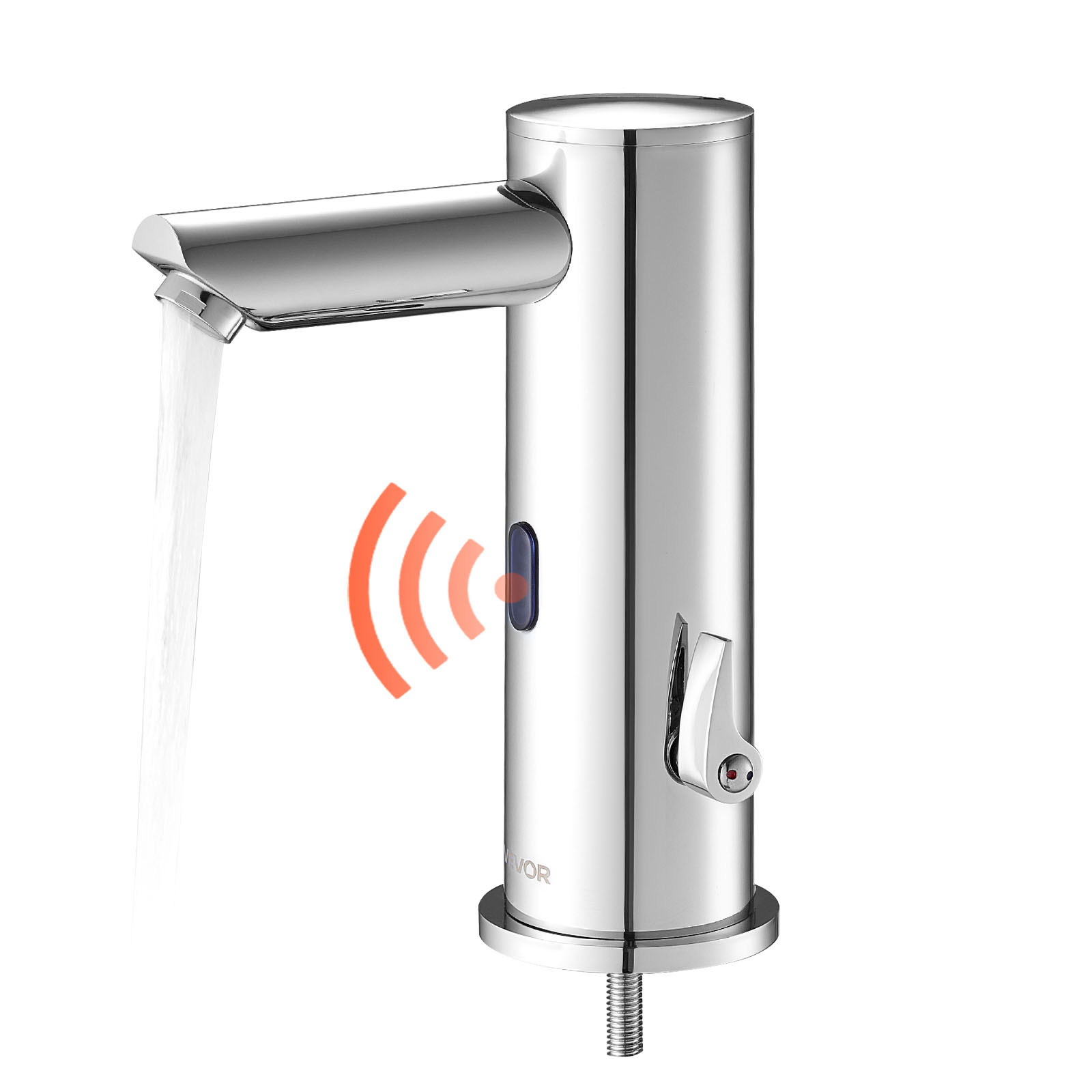 Image of Touchless Bathroom Sink Faucet, Automatic Motion Sensor Restroom Toilet Faucet, Hands Free Adjustable Cold Hot Single Handle Water Mixer Battery Operated For 9.5 Mm Pipe, Brushed Nickel Silver