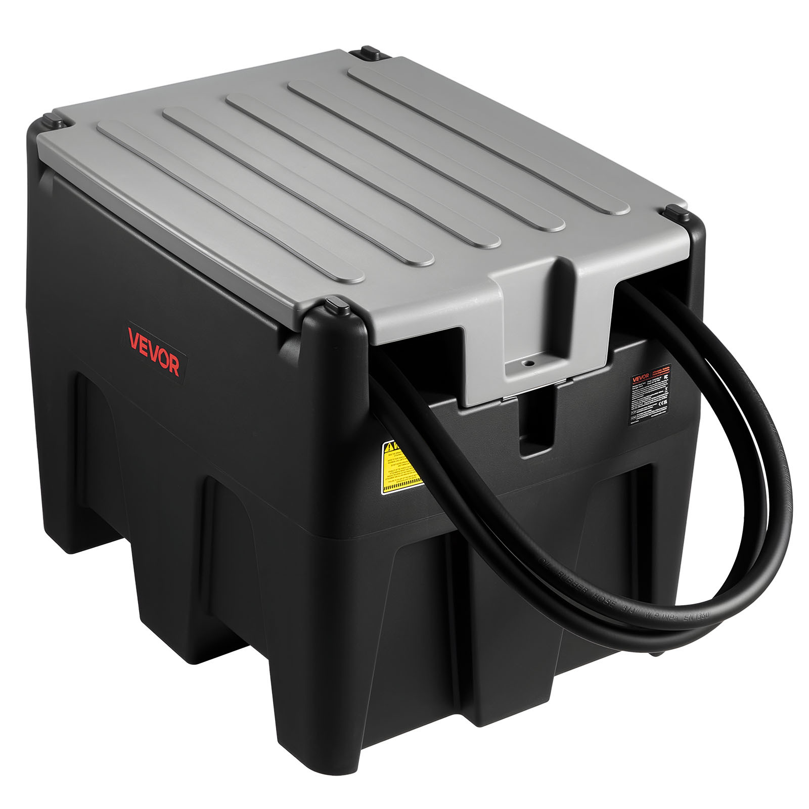 Image of Vevor Portable Tank, 58 Gallon Capacity & 10 Gpm Flow Rate, Fuel Tank With 12v Electric Transfer Pump And 13.1ft Rubber Hose, Pe Transfer Tanks For Transportation, Black