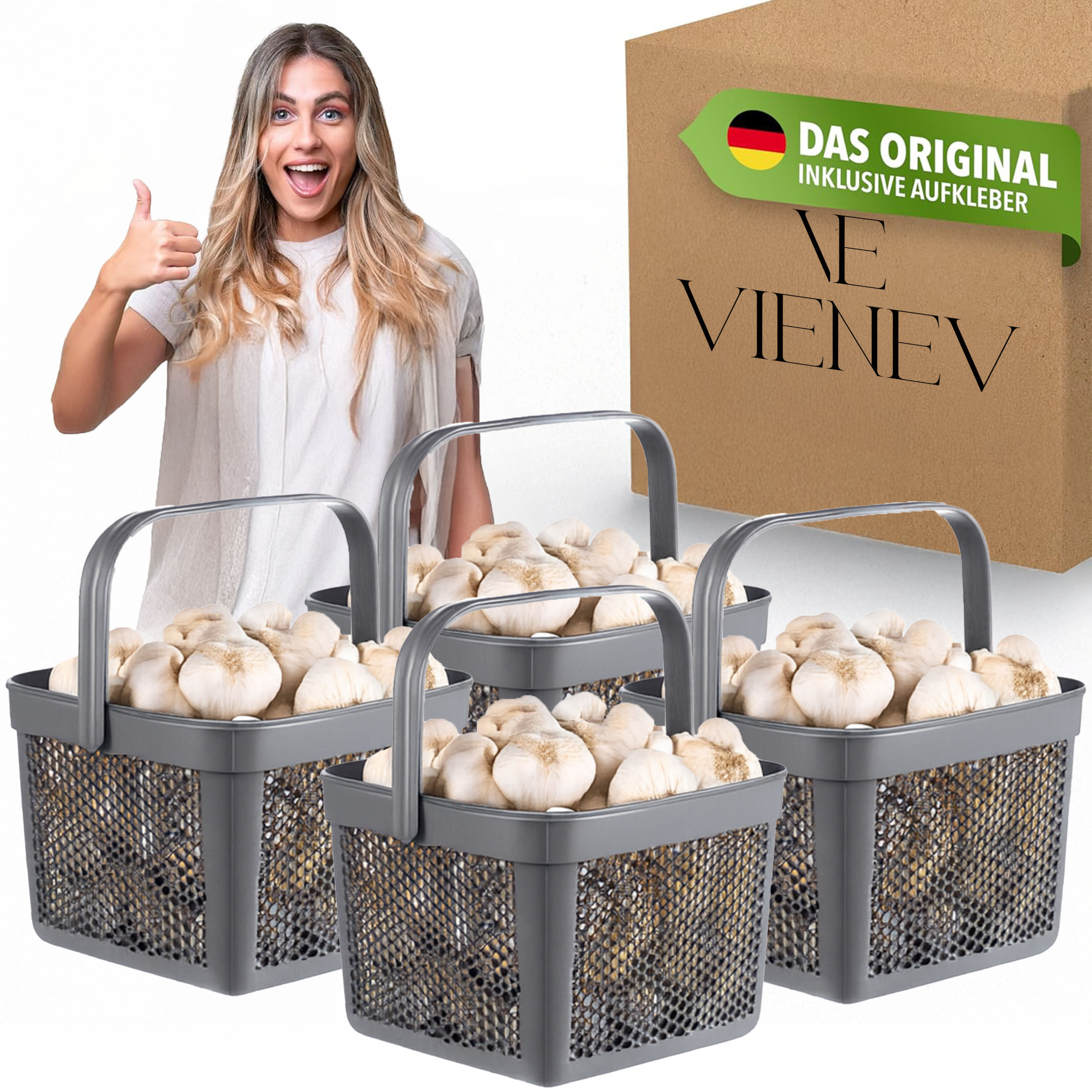 E-shop Aufbewahrungskorb mit Deckel 5L x 4, Aufbewahrungsbox Groß, Korb für Spielzeug, Wäschekorb, Regal Korb, Vorratskorb, Badezimmer Aufbewahrung &