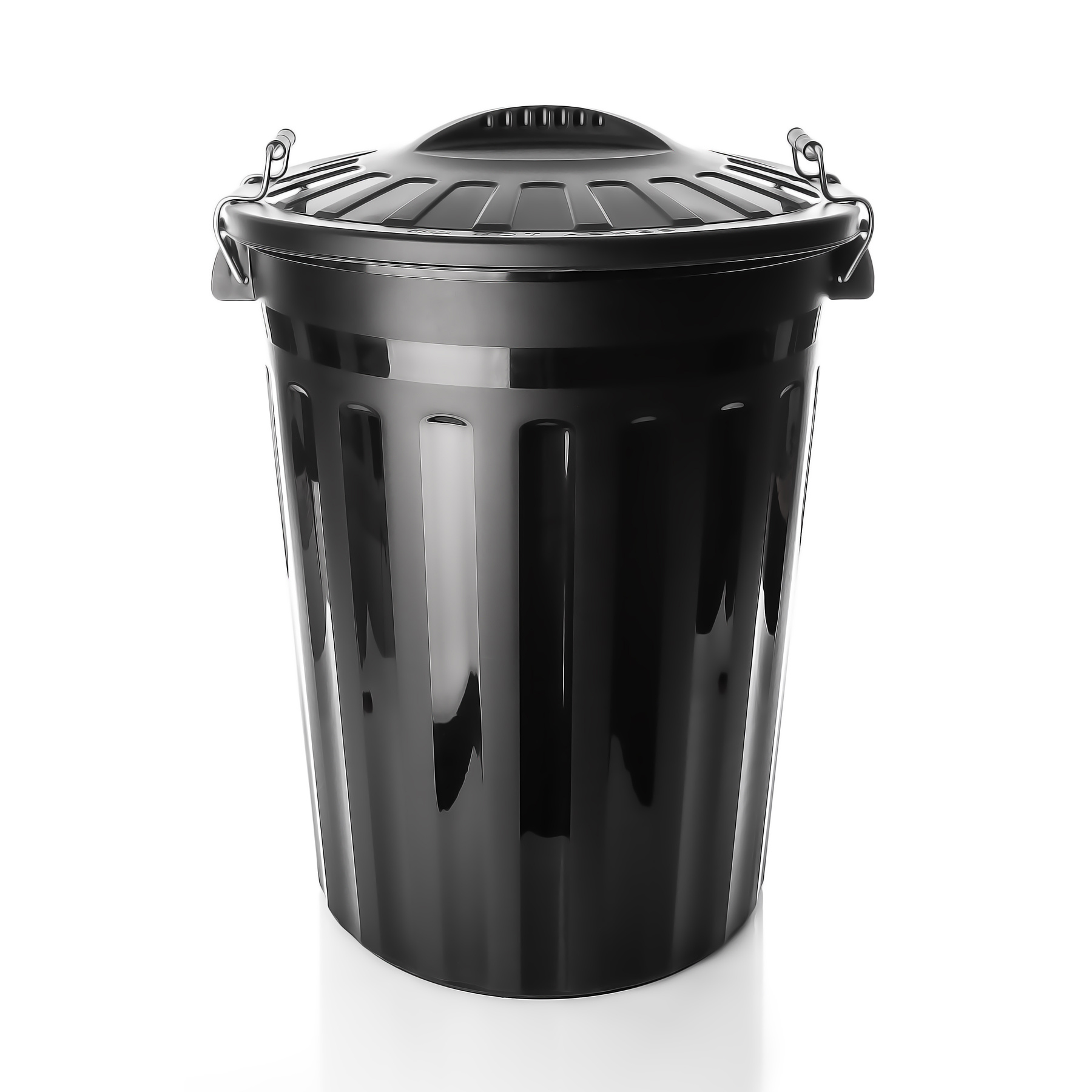 Image of Bigdean Waterproof Universal Bucket With Lid Black And 2 Carrying Handles + Clip Closure Suitable As Trash Can – Rain And Feed Bucket Suitable For Indoor + Outdoor Use -