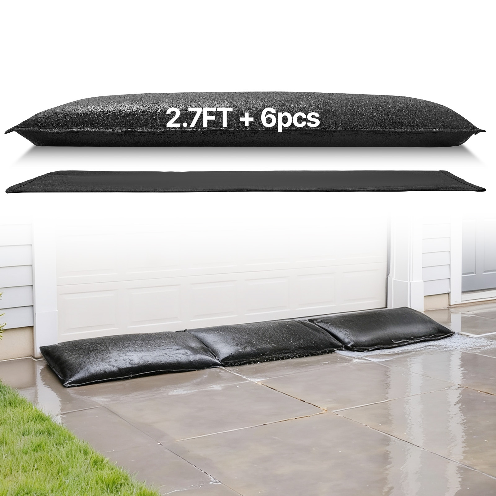 Image of Vevor Flood Barrier, 6 Pack, 830 X 430 Mm Flood Bags Activated By Water, Reusable Water Absorbent Barrier, Sandless Sandbags Blockage, Flooding Prevention Bags For Home, Doorways, Basement, Garage