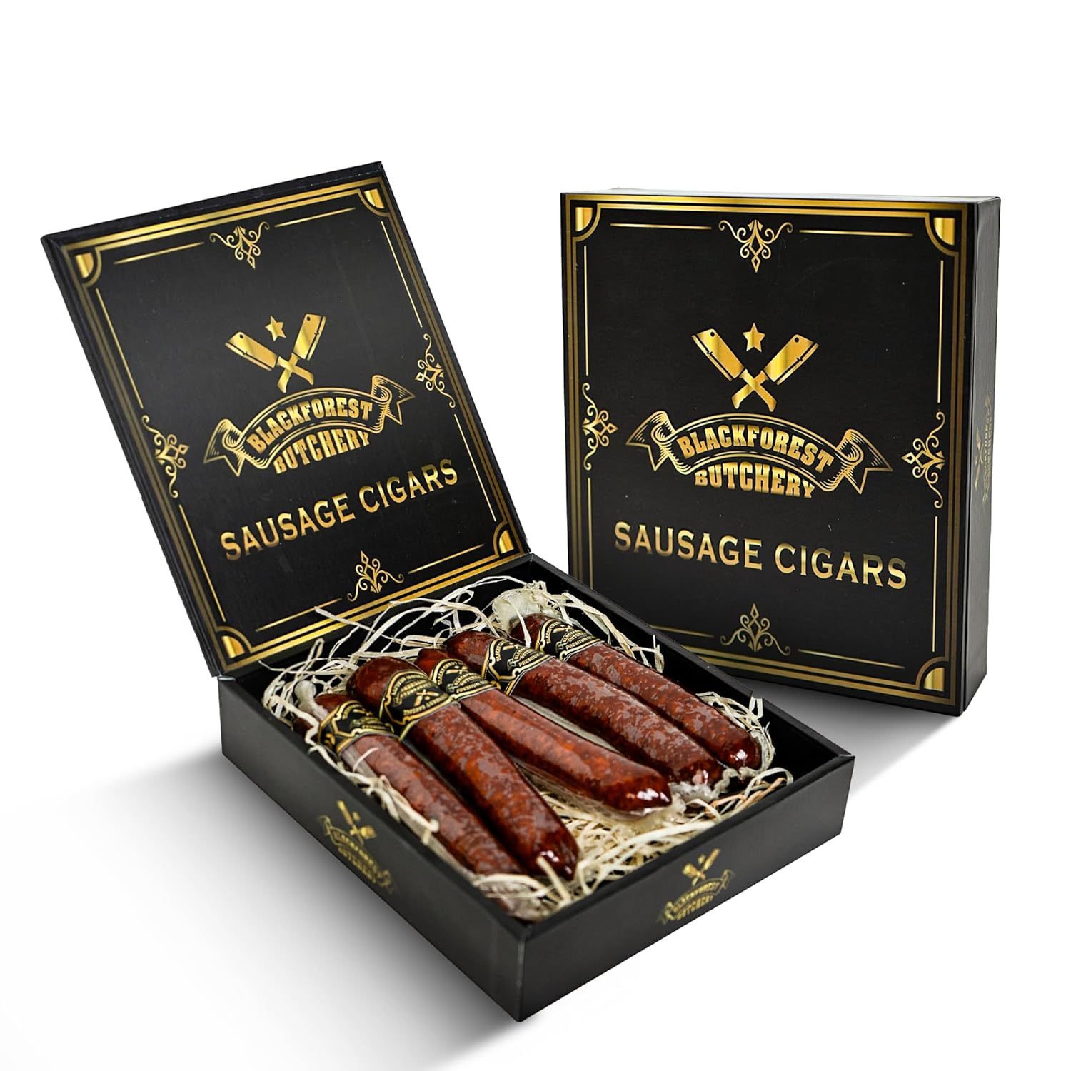 Image of Sausage Cigars Box - Sausage Sticks Made Of Edelsalami 5pcs – Smoked Salami Sticks In High-quality Gift Box With Magnetic Closure Gift Idea For Men
