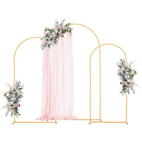 arch backdrop stand set of 3 1 8 m stable structure easy assembly gold metal arch backdrop stand for wedding birthday party graduation holiday celebration and ceremony decoration
