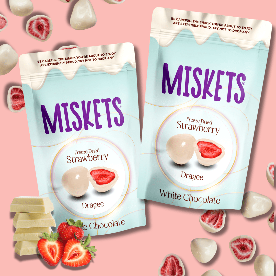 2x Miskets Freeze-dried Strawberries In White Chocolate – 2×80g | Crispy Strawberry Snacks