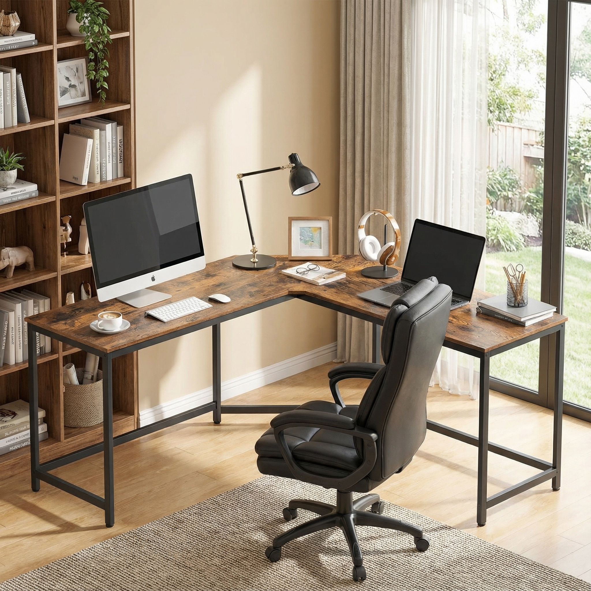 L-shaped Desk, Gaming Table, , Study, Home Office, Space-, Easy Assembly