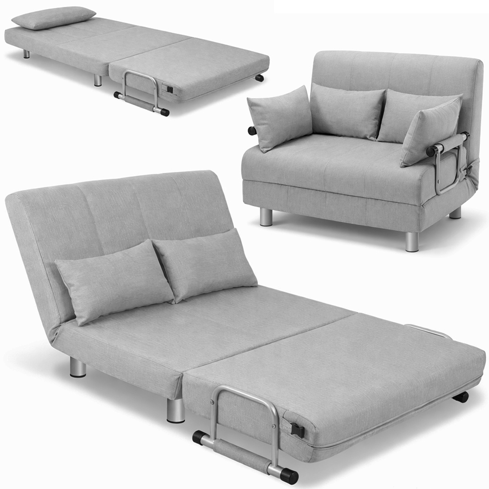 TEMU BAKAJI Poltrona Letto 2 Letto una e Struttura in Metallo Rivestimento in Tessuto Imbottito Schienale Reclinabile 5 posizioni Dimensione