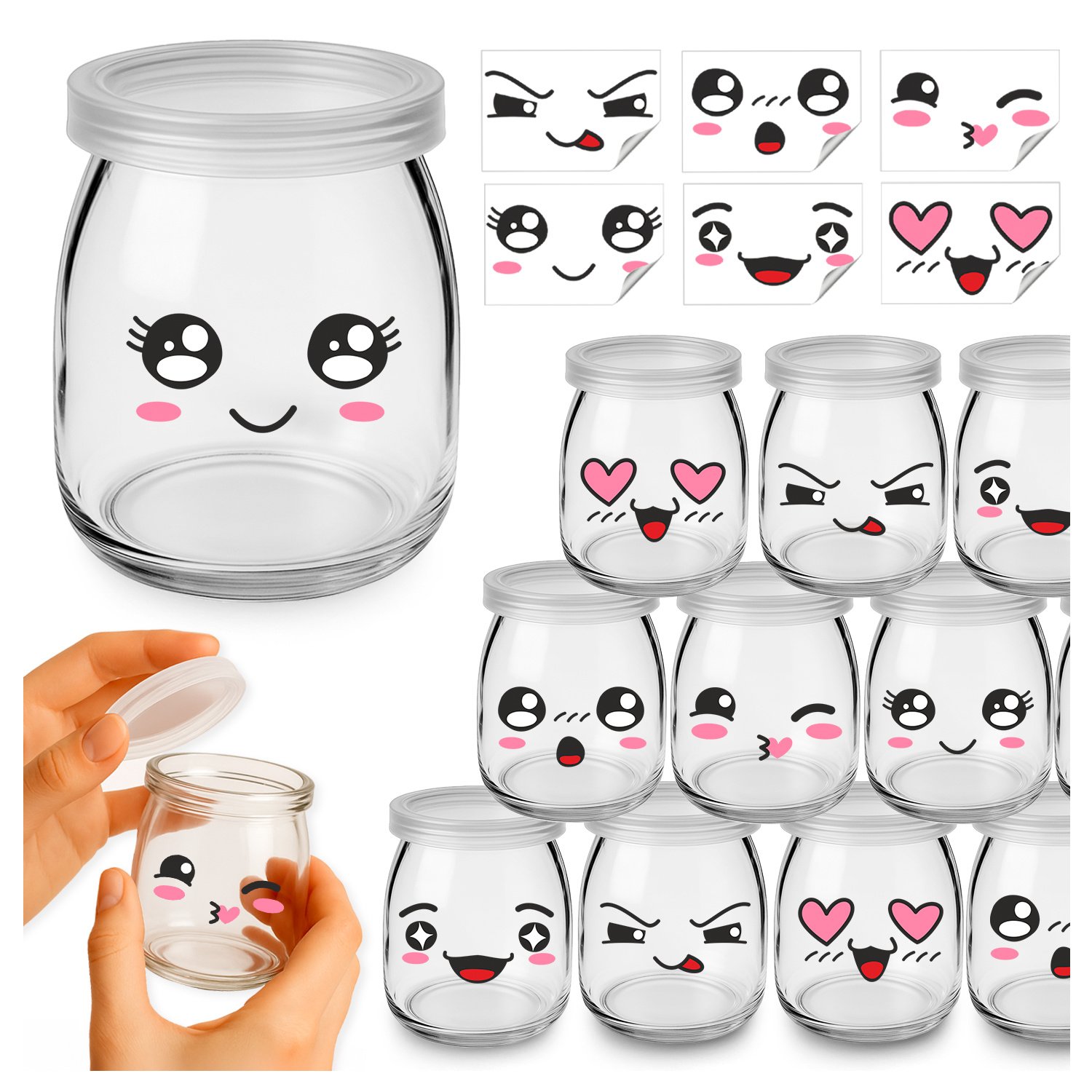 TEMU Pot en verre de 160 ml avec étiquettes imprimées pour desserts, gelées, salades, sauces, avec mini bouchons 0,16 L, pots à dessert monoporation