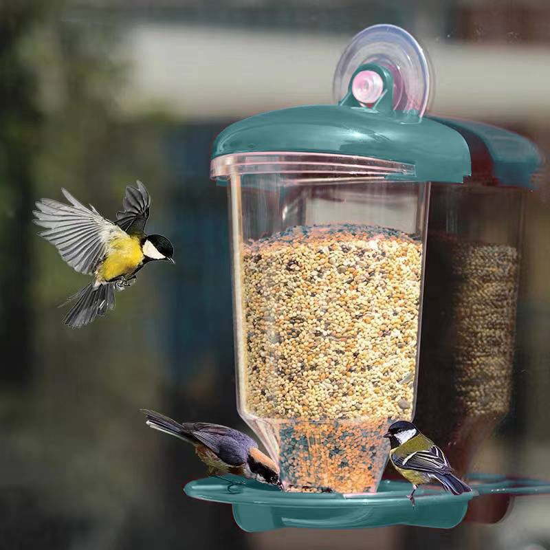 TEMU Automatic Bird Feeder, Foot Feeding Tool, Outdoor Bird Feeder, Suspension Nut, Dispenser Bracket, Food Container Suction Cup Bird Feeder