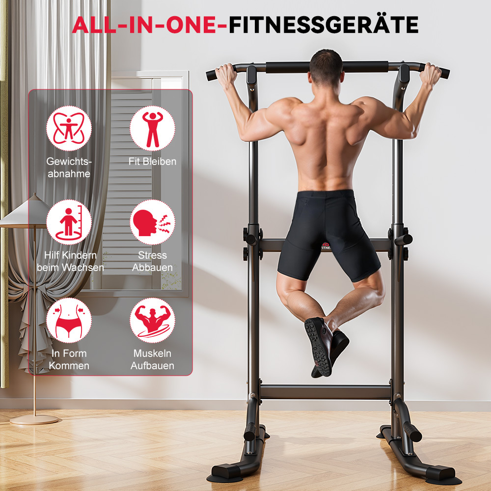 Dip Station Pull-up Bar Freestanding Multifunctional Power Station Strength Training Equipment For Home Gym Height Adjustable Max 200kg