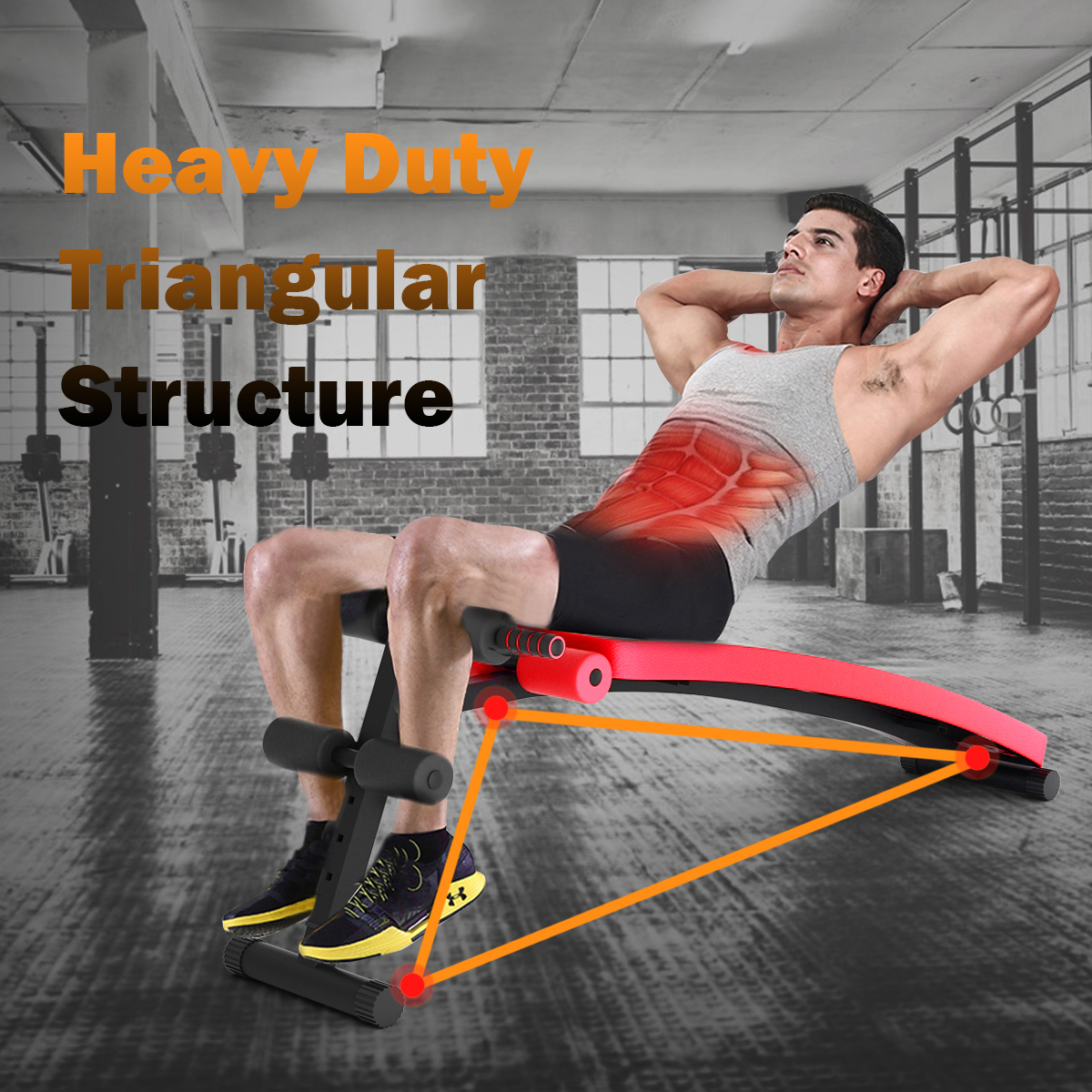 Foldable Adjustable Bench W/ Handles, Incline/ Slant Board Weight Bench For Ab Workout Strength Training, Home Gym Exercise Equipment