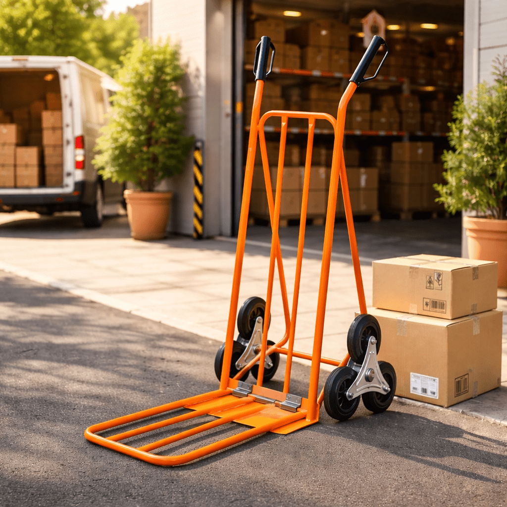 TEMU Luggage Cart For Stairs Orange Color, Size 54x58/92x113 Cm, Frame With , 6-wheel System, Stair Climber For Suitable For Climbing Stairs, 250 Kg